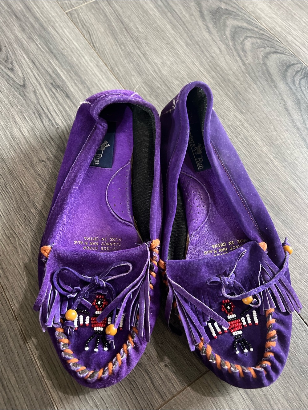 Purple Beaded Fringe Women's Moccasins